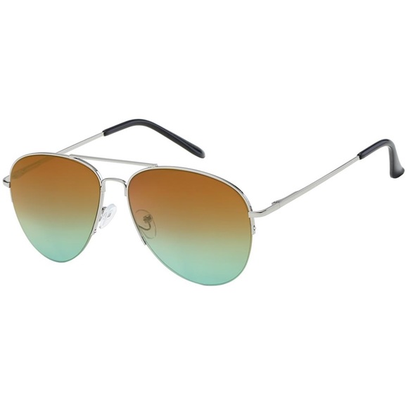 Aeliks Accessories - #146 Semi Rimless Aviator Sunglasses -  Brown and Green